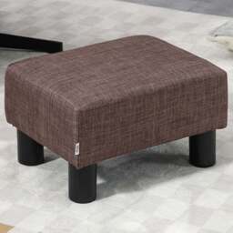 HOMCOM Small Brown Linen Fabric Footstool - Size: 17 x 33 x 43cm - Wilko
