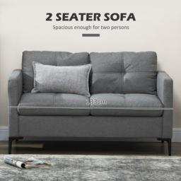 Portland 2 Seater Dark Grey Linen Loveseat Sofa - Wilko - thumbnail 5