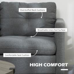 Portland 2 Seater Dark Grey Linen Loveseat Sofa - Wilko - thumbnail 6