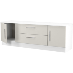 Crowndale Contrast 2 Door 2 Drawer Grey Matt and White Wide TV Unit Ready Assembled - Size: 50 x 144 x 39cm - Grey Matt & White - Wilko - thumbnail 7