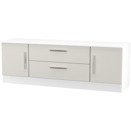 Crowndale Contrast 2 Door 2 Drawer Grey Matt and White Wide TV Unit Ready Assembled - Size: 50 x 144 x 39cm - Grey Matt & White - Wilko - thumbnail 5