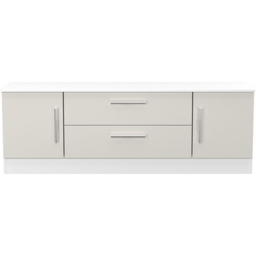 Crowndale Contrast 2 Door 2 Drawer Grey Matt and White Wide TV Unit Ready Assembled - Size: 50 x 144 x 39cm - Grey Matt & White - Wilko - thumbnail 3