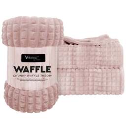 Velosso Blush Waffle Plush Throw 127 x 152cm - Size: 127 x 152 x 1cm - Wilko - thumbnail 1