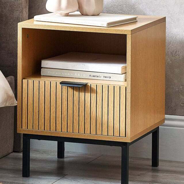 Julian Bowen Sia Single Drawer Single Shelf Warm Wood Side Table - Size: 52 x 40 x 40cm - Brown - Wilko - image 1