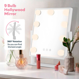 Carmen Hollywood 9 Bulb White Metal Vanity Mirror 30 x 25cm - Size: 30 x 25 x 6cm - Wilko - thumbnail 4