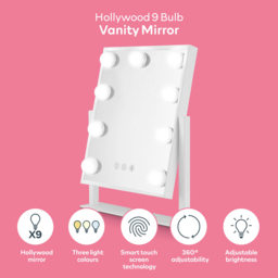 Carmen Hollywood 9 Bulb White Metal Vanity Mirror 30 x 25cm - Size: 30 x 25 x 6cm - Wilko - thumbnail 7