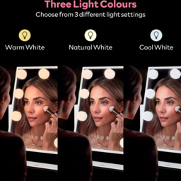 Carmen Hollywood 9 Bulb White Metal Vanity Mirror 30 x 25cm - Size: 30 x 25 x 6cm - Wilko - thumbnail 5