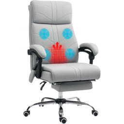 Portland Light Grey PU Vibration Massage and Heat Office Chair with Footrest - Size: 117 x 70 x 64cm - Wilko - thumbnail 3