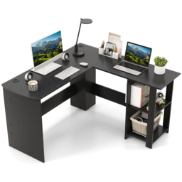 Costway 2 Shelf Black L Shaped Computer Desk - Size: 156 x 60 x 13cm - Wilko - thumbnail 3