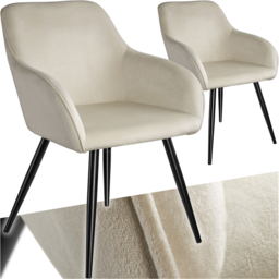 tectake Marilyn Set of 2 Cream and Black Velvet Look Padded Dining Chairs - Wilko - thumbnail 3