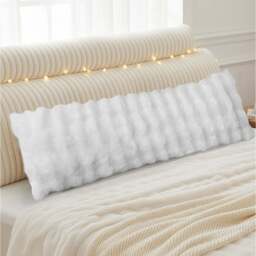 Sweet Dreams Alpine White Faux Fur Bolster Pillow 137 x 40cm - Size: 135 x 40 x 1cm - Wilko - thumbnail 3