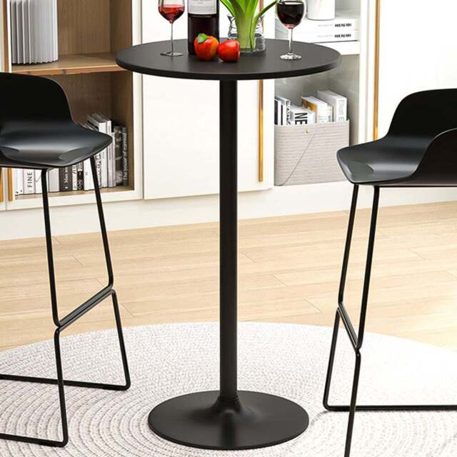 Costway Black Round Bar Table with Metal Base Set of 2 - Size: 2 Seater - Wilko - image 1