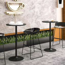 Costway Black Round Bar Table with Metal Base Set of 2 - Size: 2 Seater - Wilko - thumbnail 7