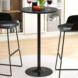 Costway Black Round Bar Table with Metal Base Set of 2 - Size: 2 Seater - Wilko - thumbnail 1