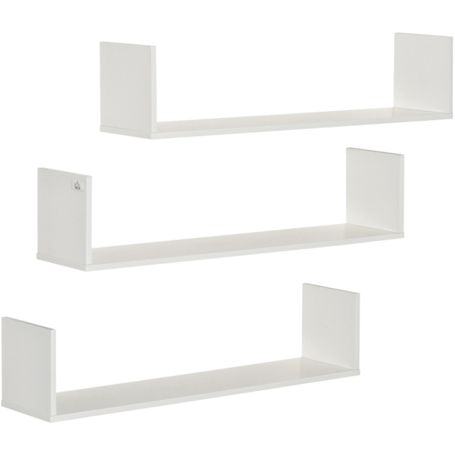 Portland Set of 3 White Wooden U-Shaped Floating Shelf - Size: 89 x 25.5 x 11cm - Wilko - image 1