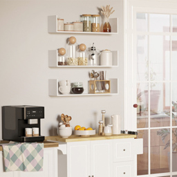 Portland Set of 3 White Wooden U-Shaped Floating Shelf - Size: 89 x 25.5 x 11cm - Wilko - thumbnail 7
