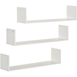 Portland Set of 3 White Wooden U-Shaped Floating Shelf - Size: 89 x 25.5 x 11cm - Wilko - thumbnail 1