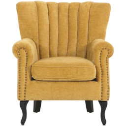 Living and Home Yellow Chenille Upholstered Channel Back Armchair - Size: 90 x 75 x 77cm - Wilko - thumbnail 4