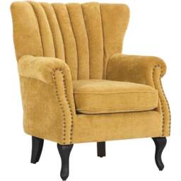 Living and Home Yellow Chenille Upholstered Channel Back Armchair - Size: 90 x 75 x 77cm - Wilko - thumbnail 3
