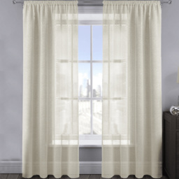 Velosso Alessandria Cream Shimmer Voile Panel Curtain 137 x 183cm - Size: W 137 x D 183cm - Wilko - thumbnail 1