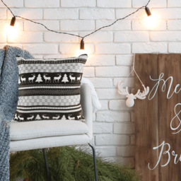 Noel Square Silver Nordic Snowflake Cotton Chenille Cushion 43 x 43cm - Size: 43 x 43 x 1cm - Grey - Wilko - thumbnail 5