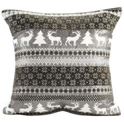 Noel Square Silver Nordic Snowflake Cotton Chenille Cushion 43 x 43cm - Size: 43 x 43 x 1cm - Grey - Wilko - thumbnail 1