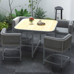 Outsunny 4 Seater PE Rattan Dining Set Grey - Wilko - thumbnail 1