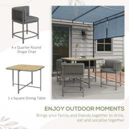 Outsunny 4 Seater PE Rattan Dining Set Grey - Wilko - thumbnail 5