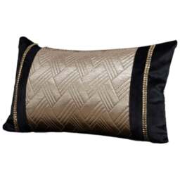 Rapport Home Capri Black and Gold Filled Boudoir Cushion - Size: 32 x 57cm - Wilko