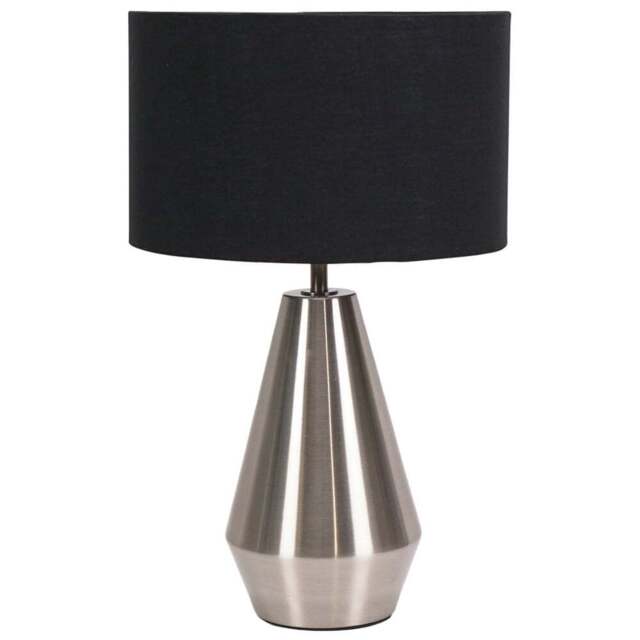 ValueLights Jax Black Shade Brushed Chrome Touch LED Table Lamp - Size: 41 x 25 x 25cm - Silver - Wilko - image 1