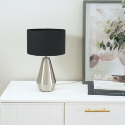ValueLights Jax Black Shade Brushed Chrome Touch LED Table Lamp - Size: 41 x 25 x 25cm - Silver - Wilko - thumbnail 6