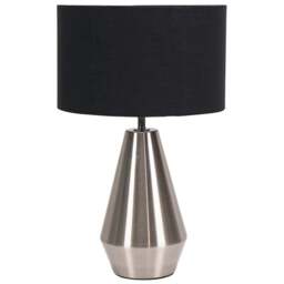 ValueLights Jax Black Shade Brushed Chrome Touch LED Table Lamp - Size: 41 x 25 x 25cm - Silver - Wilko - thumbnail 1