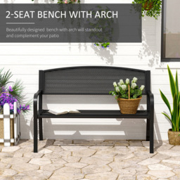 Outsunny 2 Seater Black Mesh Back Garden Bench - Wilko - thumbnail 5