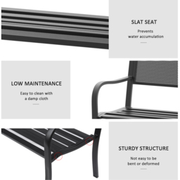 Outsunny 2 Seater Black Mesh Back Garden Bench - Wilko - thumbnail 6