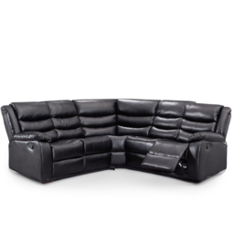 Portland Washington 5 Seater Black Lather L Shape Recliner Sofa with Drink Tray - Wilko - thumbnail 4
