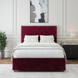 Bedmaster Small Double Aubergine Chenille Divan Base with Valencia Headboard - Purple - Wilko - thumbnail 3