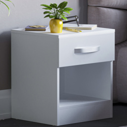 Vida Designs Hulio Single Drawer White Bedside Table - Wilko