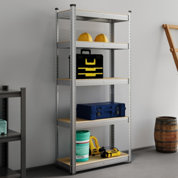 Living and Home 5 Shelf Silver Galvanised Steel Shelving Unit - Size: 150 x 70 x 30cm - Wilko