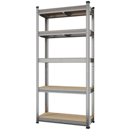 Living and Home 5 Shelf Silver Galvanised Steel Shelving Unit - Size: 150 x 70 x 30cm - Wilko - thumbnail 3