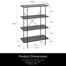 Dorel Wainwright 4 Shelf Black Oak Bookcase - Wilko - thumbnail 6