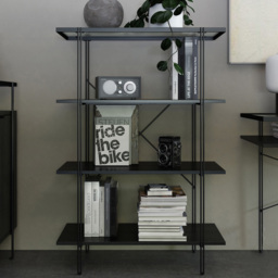 Dorel Wainwright 4 Shelf Black Oak Bookcase - Wilko