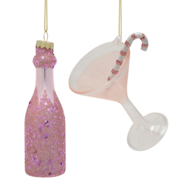 The Christmas Gift Co Girls Night Glass Tree Decoration 2 Pack - Size: 19.5 x 4 x 4cm - Pink - The Christmas Gift Co. - Wilko - thumbnail 1