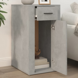 vidaXL Single Door Single Drawer Concrete Grey Wooden Desk Cabinet - Size: 75 x 40 x 49cm - Wilko