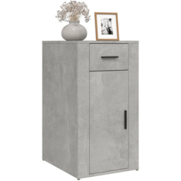 vidaXL Single Door Single Drawer Concrete Grey Wooden Desk Cabinet - Size: 75 x 40 x 49cm - Wilko - thumbnail 5