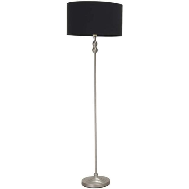 ValueLights Maggie Black Shade Brushed Chrome Candlestick LED Floor Lamp - Silver - Wilko - image 1