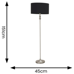 ValueLights Maggie Black Shade Brushed Chrome Candlestick LED Floor Lamp - Silver - Wilko - thumbnail 5
