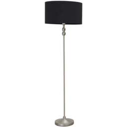 ValueLights Maggie Black Shade Brushed Chrome Candlestick LED Floor Lamp - Silver - Wilko - thumbnail 1