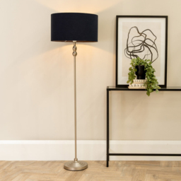 ValueLights Maggie Black Shade Brushed Chrome Candlestick LED Floor Lamp - Silver - Wilko - thumbnail 3