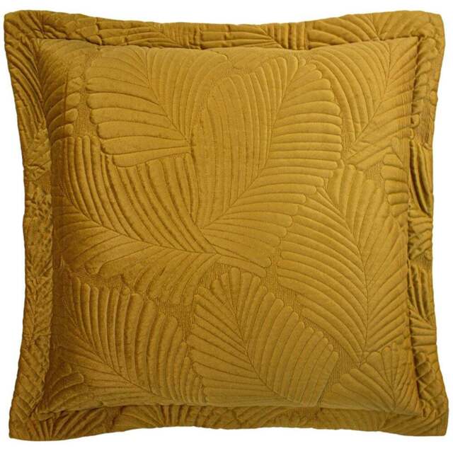Paoletti Palmeria Gold Quilted Velvet Cushion - Size: 60 x 60 cm - Wilko - image 1