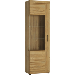 Florence Cortina Single Door Grandson Oak Left Hand Tall Display Cabinet - Size: 37 x 57 x 195cm - Brown - Furniture to Go - Wilko - thumbnail 3